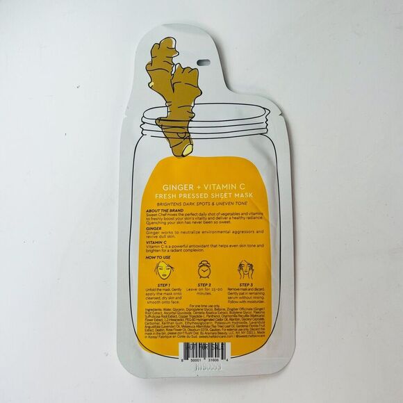 Sweet Chef Kale Ginger Beet Vitamin Fresh Pressed Sheet Mask 3 ct. New Sealed - Picture 8 of 13